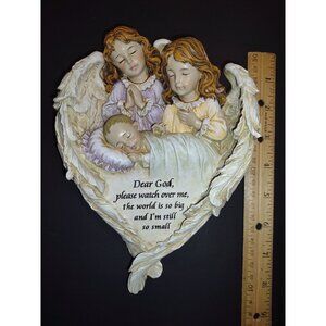 Joseph's Studio by Roman 2008 Heart Shaped Baby w/ Angel Wings Wall Plaque Rare